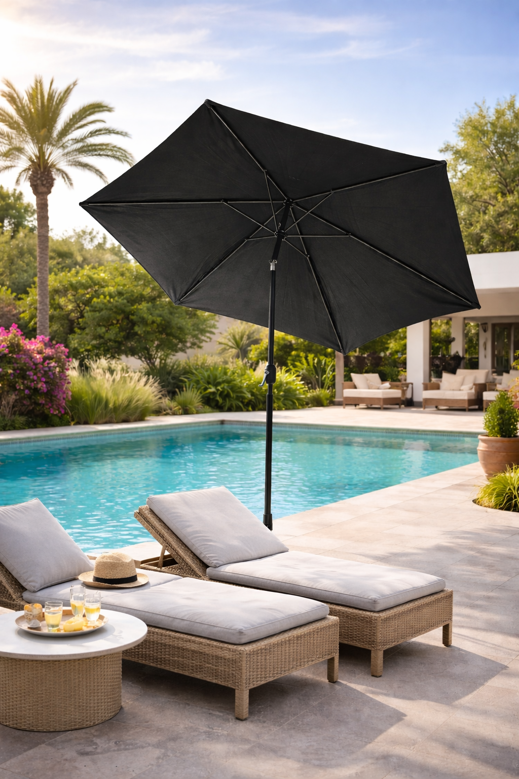 Fieldmann crni suncobran 3 m lifestyle