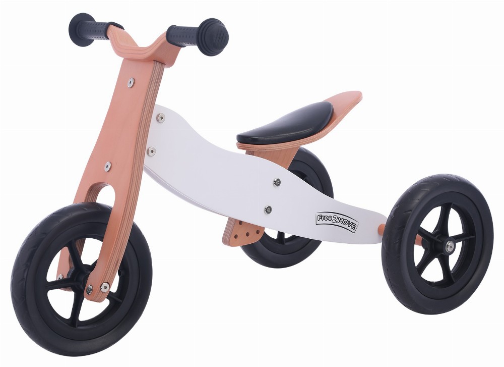 FreeON drveni tricikl i balans bicikl Rider 2 u 1, bijeli