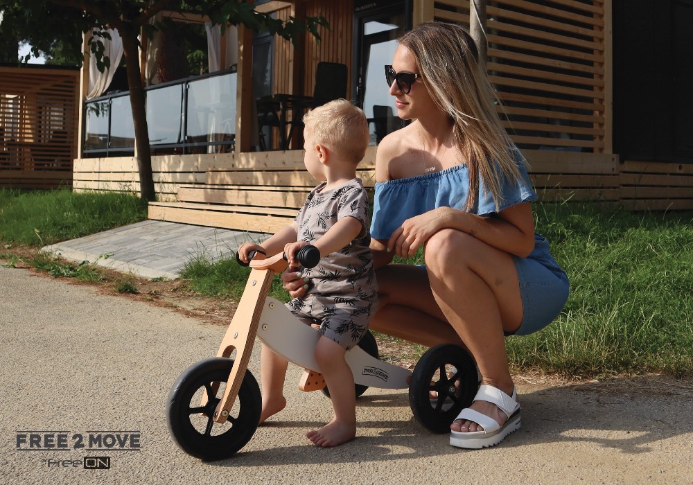 FreeON drveni tricikl i balans bicikl Rider 2 u 1, bijeli – prikaz 3
