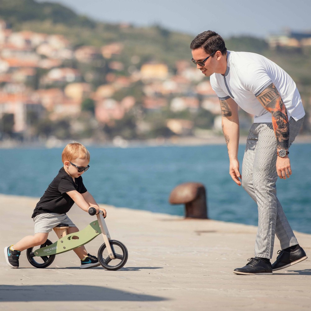 Free2Move Rider drveni tricikl i balans bicikl 2 u 1, ružičasti – prikaz 4
