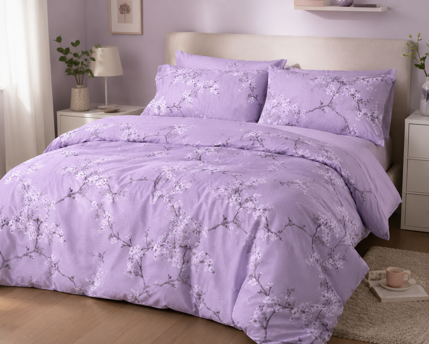 Pamučna posteljina Lavanda 200x220 set od 4 dijela