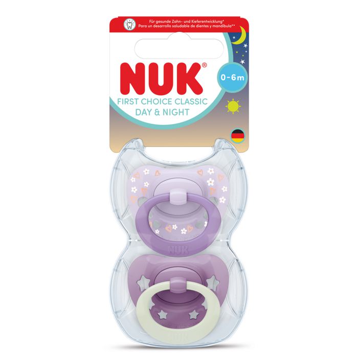 NUK First Choice Classic Dan & Noć duda 2 kom 6-18m, lila