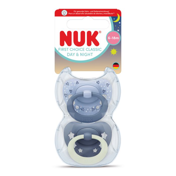 NUK First Choice Classic Dan & Noć duda 2 kom 0-6m, plava