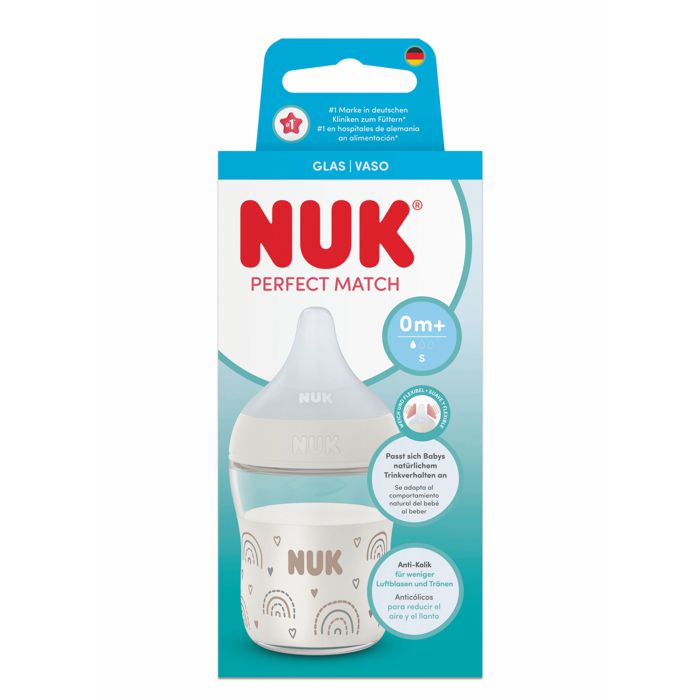 NUK Perfect Match staklena bočica 120 ml 0m+, duga – detalj 2