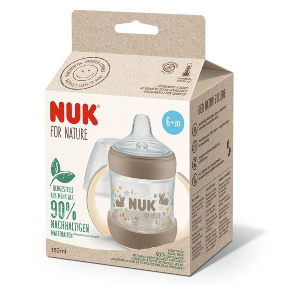 NUK For Nature bočica za samostalno pijenje sa indikatorom temperature 150 ml 6m+, bež – detalj 2