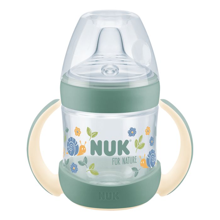NUK For Nature bočica za samostalno pijenje sa indikatorom temperature 150 ml 6m+, zelena