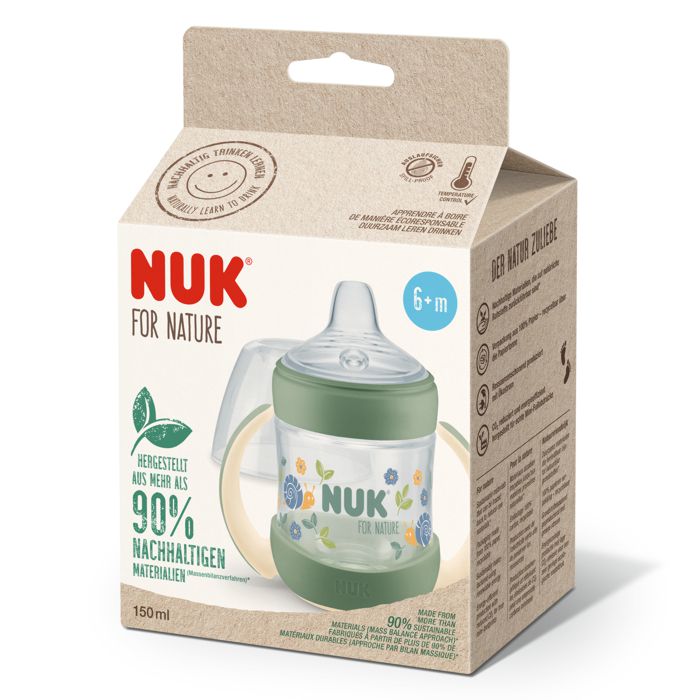 NUK For Nature bočica za samostalno pijenje sa indikatorom temperature 150 ml 6m+, zelena – detalj 2