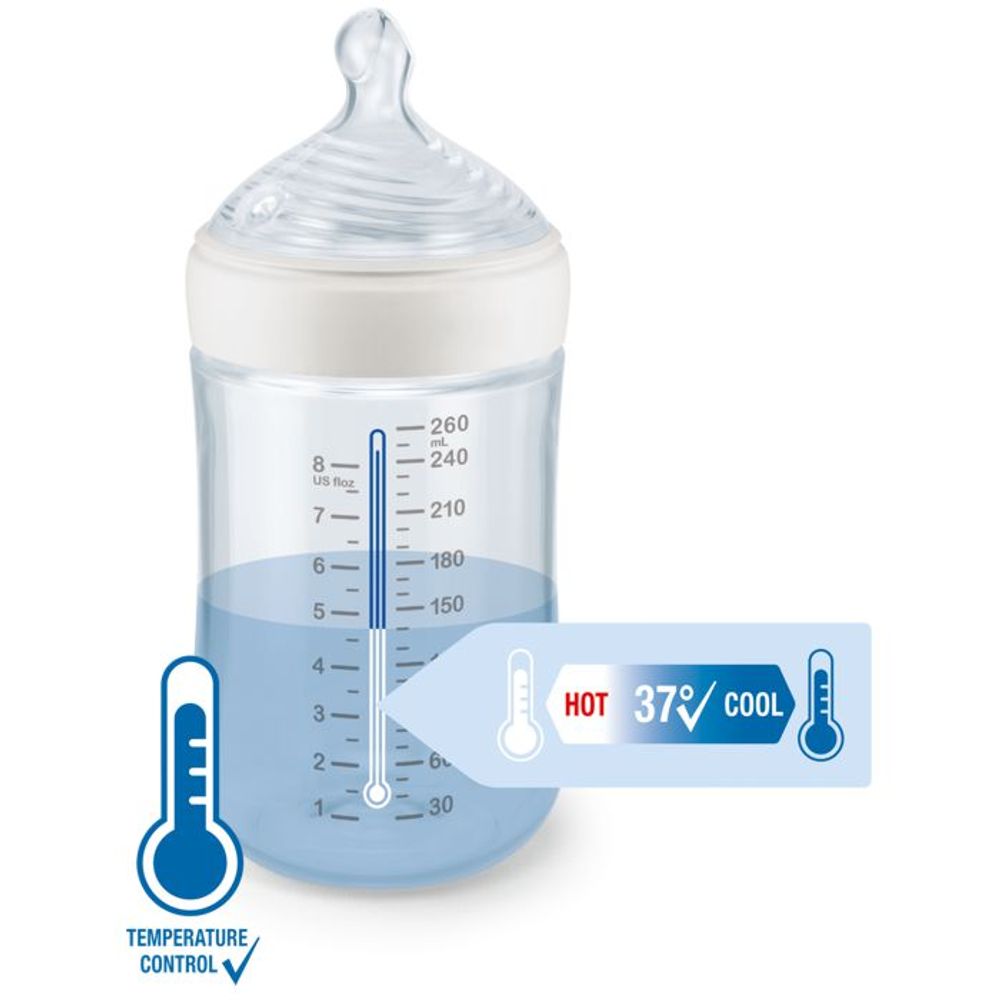 NUK For Nature PP bočica sa indikatorom temperature 150 ml 0m+, bež – detalj 2
