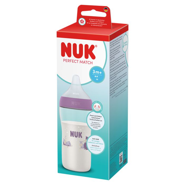 NUK Perfect Match bočica 260 ml 3m+, lila – detalj 3