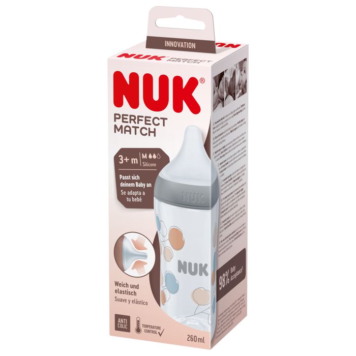 NUK Perfect Match bočica 260 ml 3m+, pamuk – detalj 3