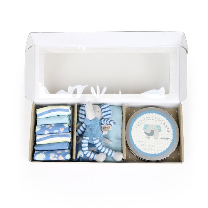 Jungle baby set za prvi otisak bebe, slonić plavi - poklon set za bebe – detalj 2