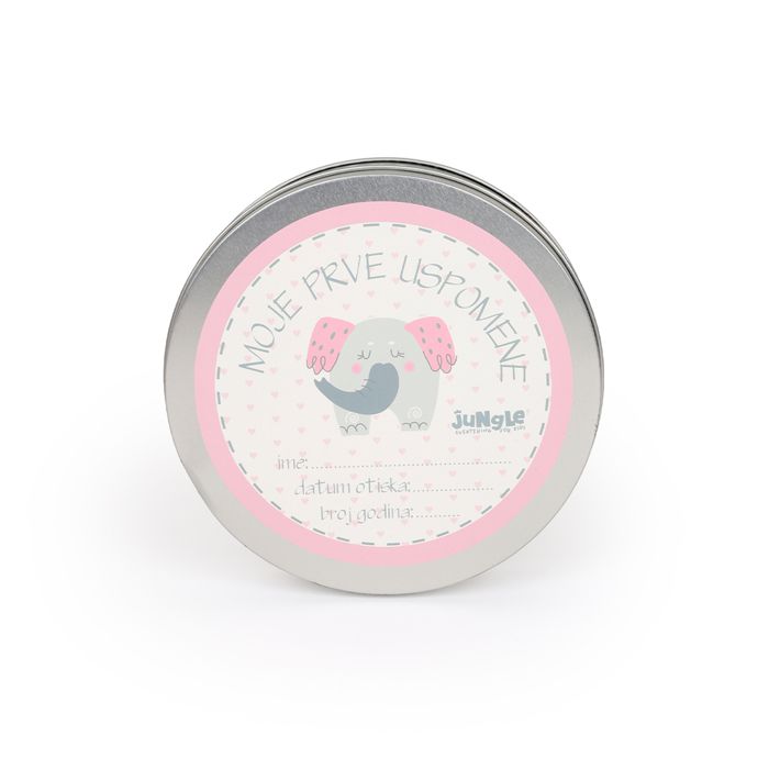 Jungle baby set za prvi otisak bebe, slonić rozi - poklon set za bebe – detalj 4
