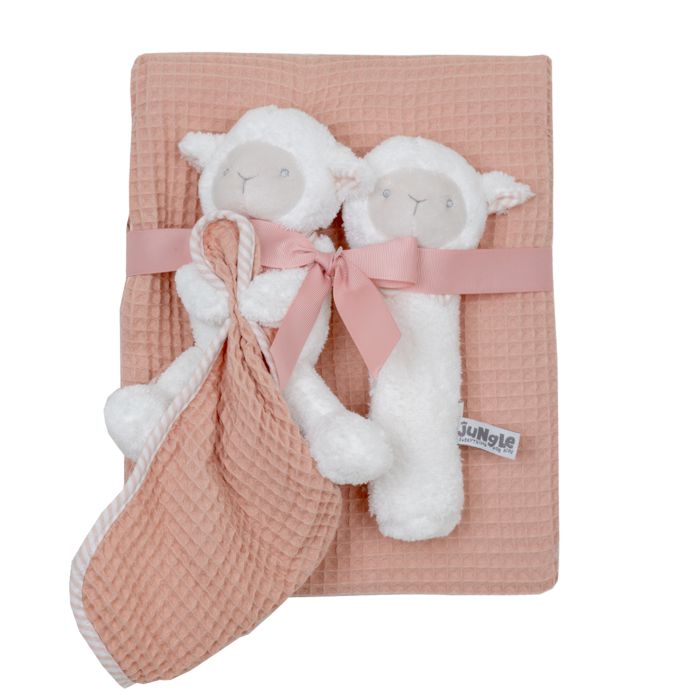 Jungle baby set dekica, tješilica i skviker - poklon set za bebe roza