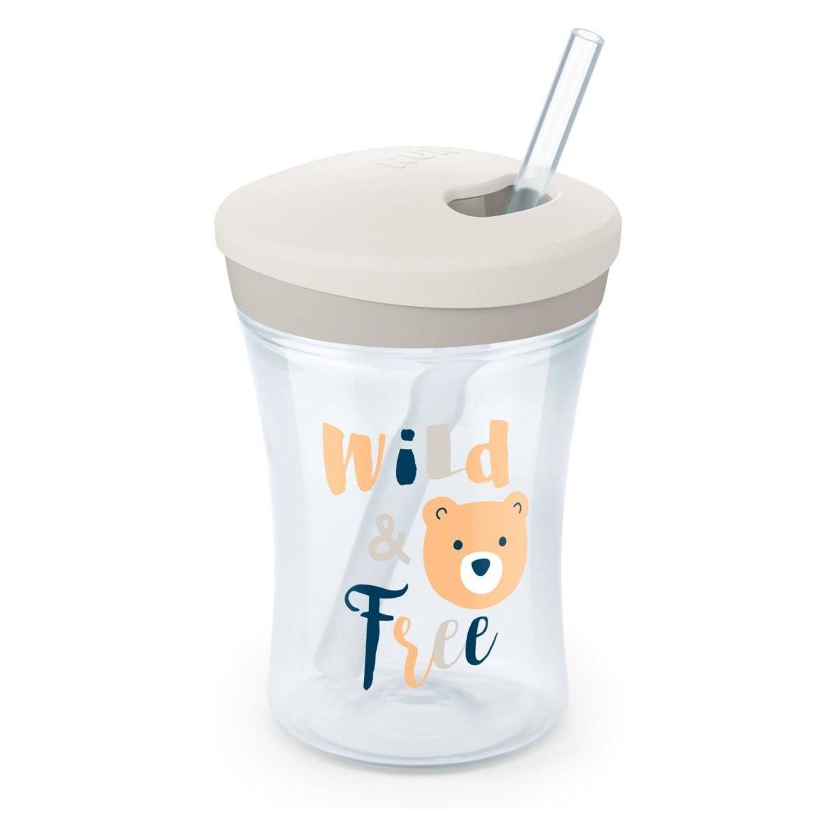 NUK Evolution Action Cup sa slamkom 230 ml 12m+, siva