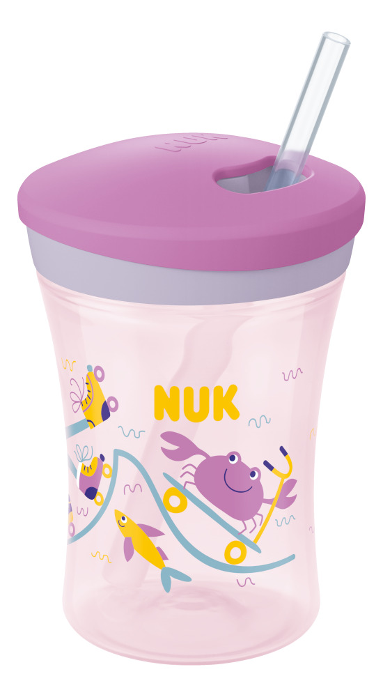 NUK Evolution Action Cup sa slamkom 230 ml 12m+, lila
