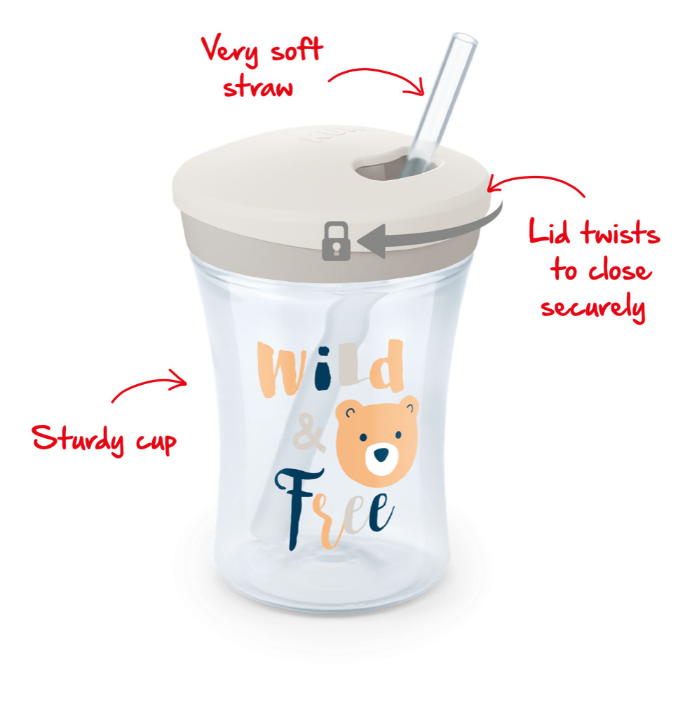 NUK Evolution Action Cup sa slamkom 230 ml 12m+, lila – detalj 2