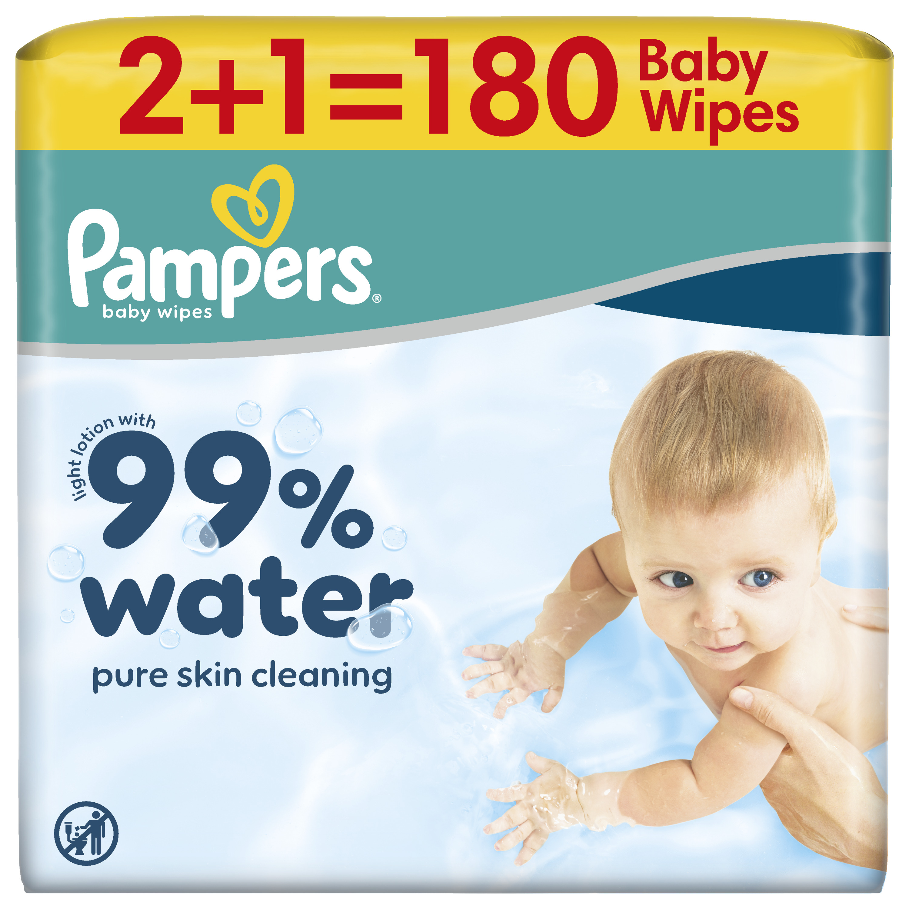 Pampers Water vlažne maramice 3x60 kom (180 kom) 2 + 1 GRATIS