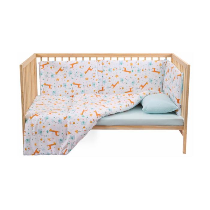 Kukka set ogradica, jastuk, jorgan i posteljina (Giraffe plava), KFT1001 – detalj 2