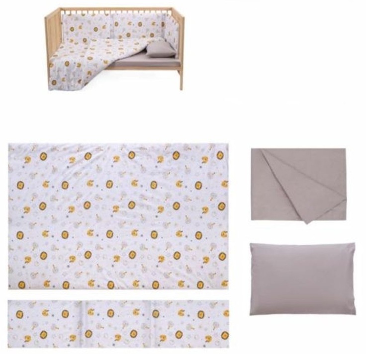 Kukka set ogradica, jastuk, jorgan i posteljina (Lav, sivo) KFT1002 – detalj 2