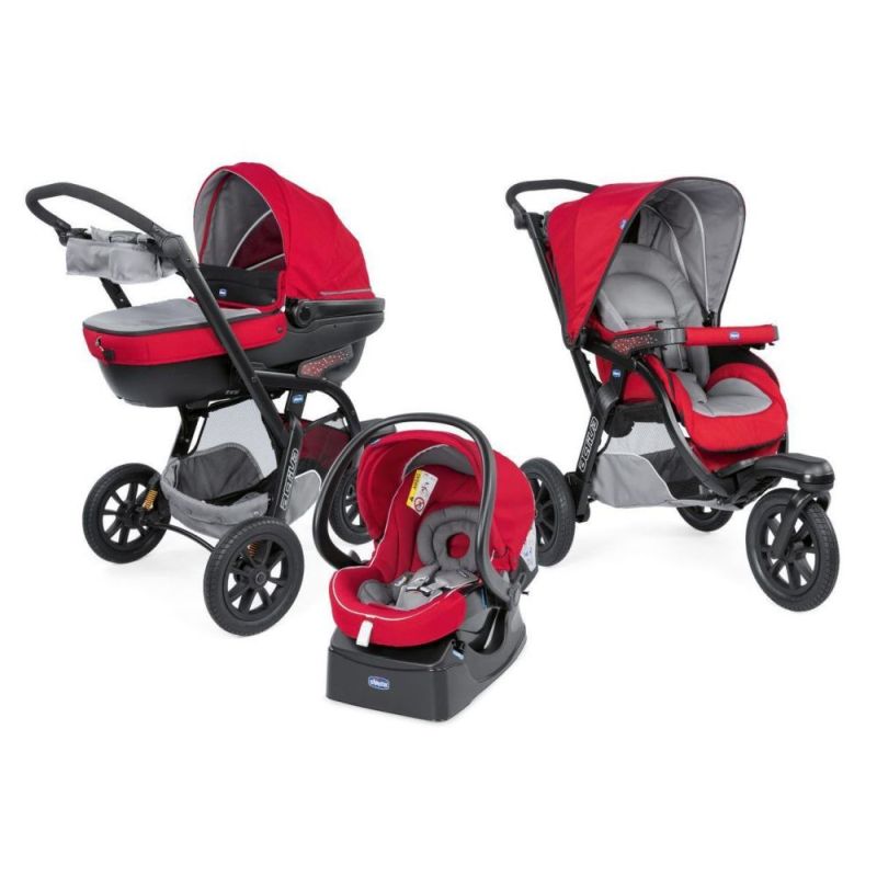 Chicco dječija kolica Trio Active3 With kit car, Red berry