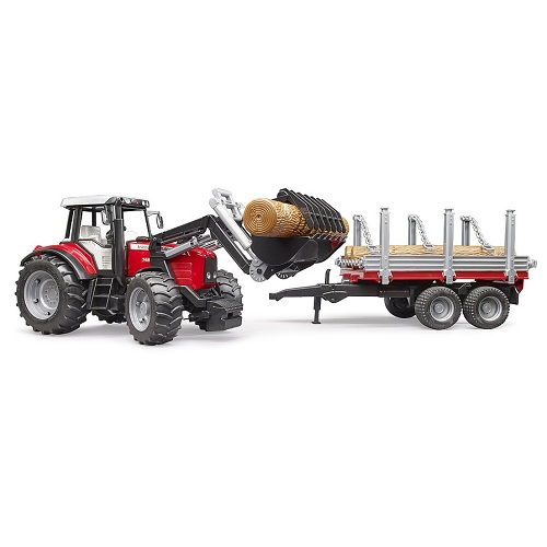 Bruder Massey Ferguson utovarivač s prikolicom 2046 u upotrebi