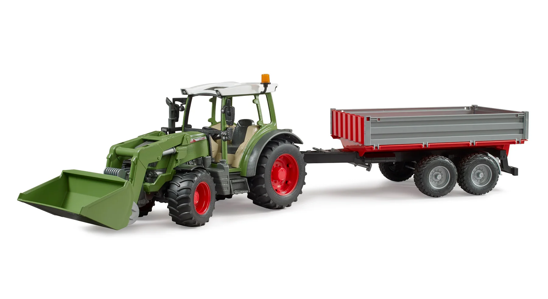 Bruder Fendt Vario 211 s utovarivačem i prikolicom 2182 u upotrebi