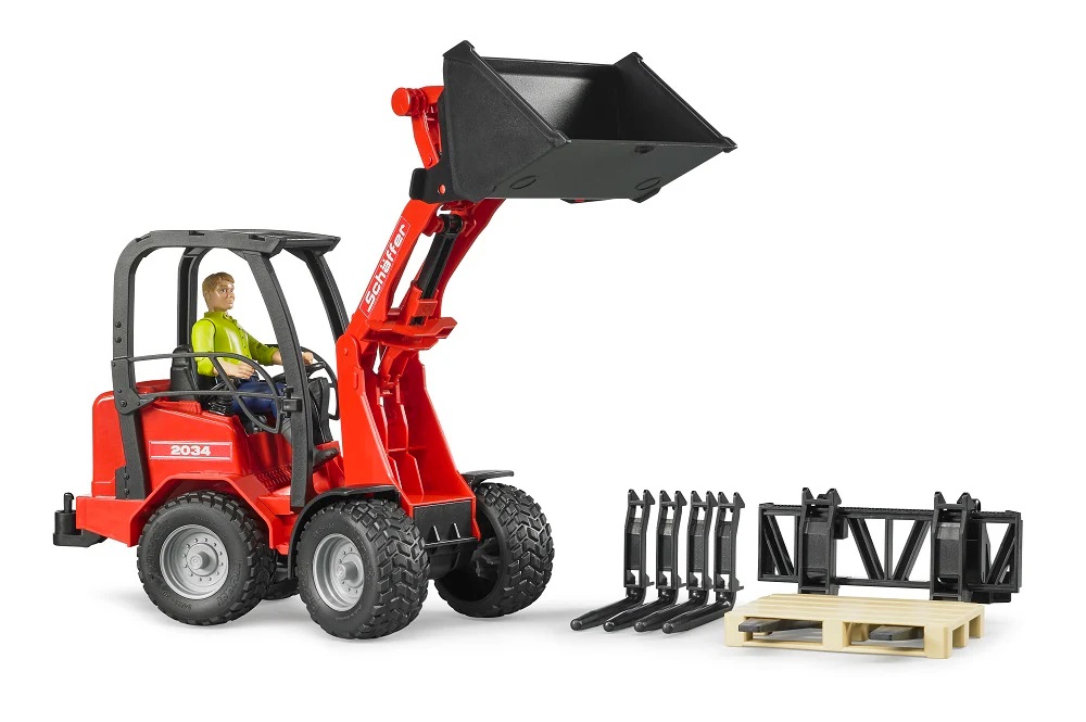 Bruder Schaffer Compact utovarivač sa dodacima 2191 u upotrebi