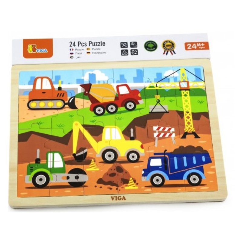 Viga drvene puzzle radna vozila - 24 kom