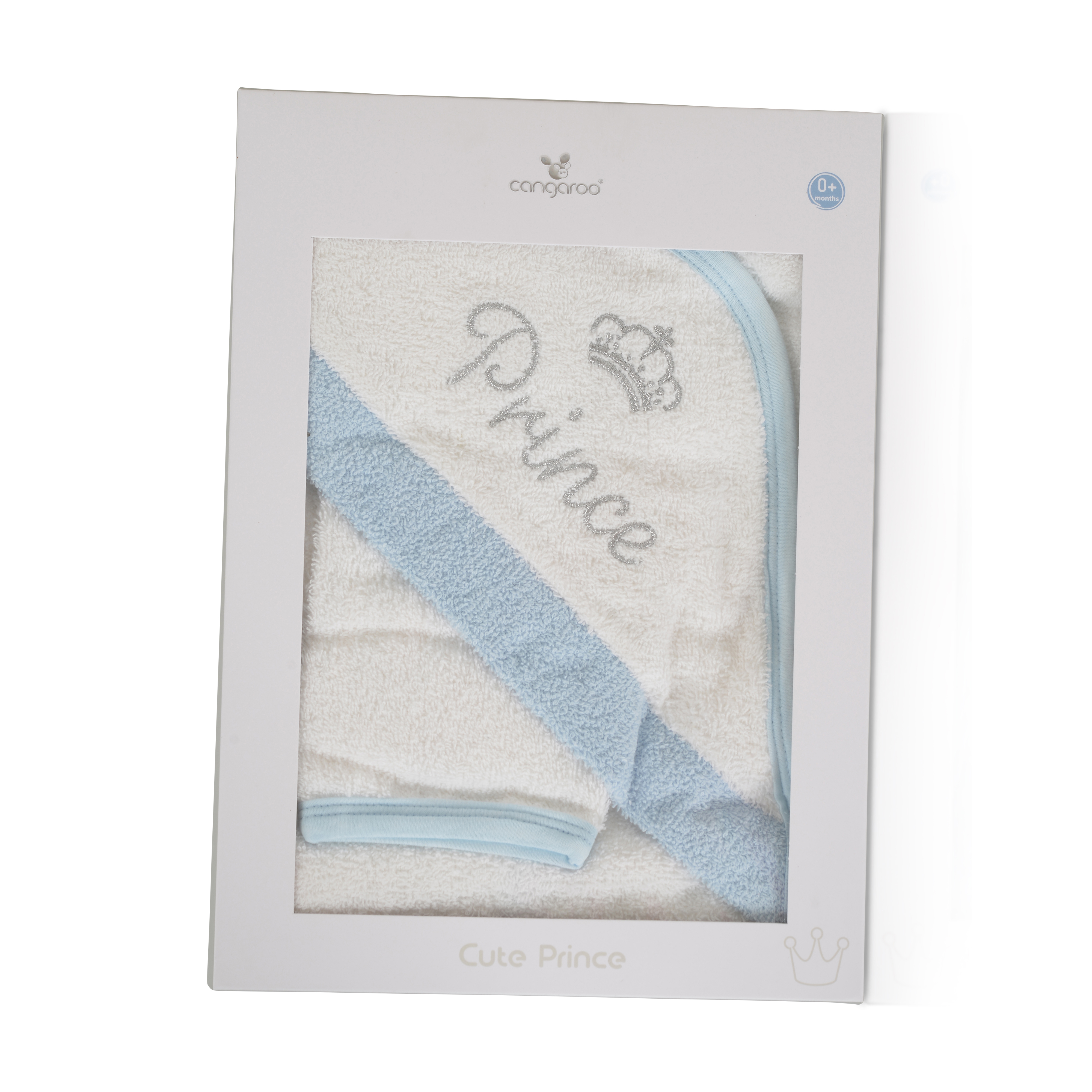 Cangaroo peškir za bebe s kapuljačom Cute Prince, plava, 75 × 75 cm