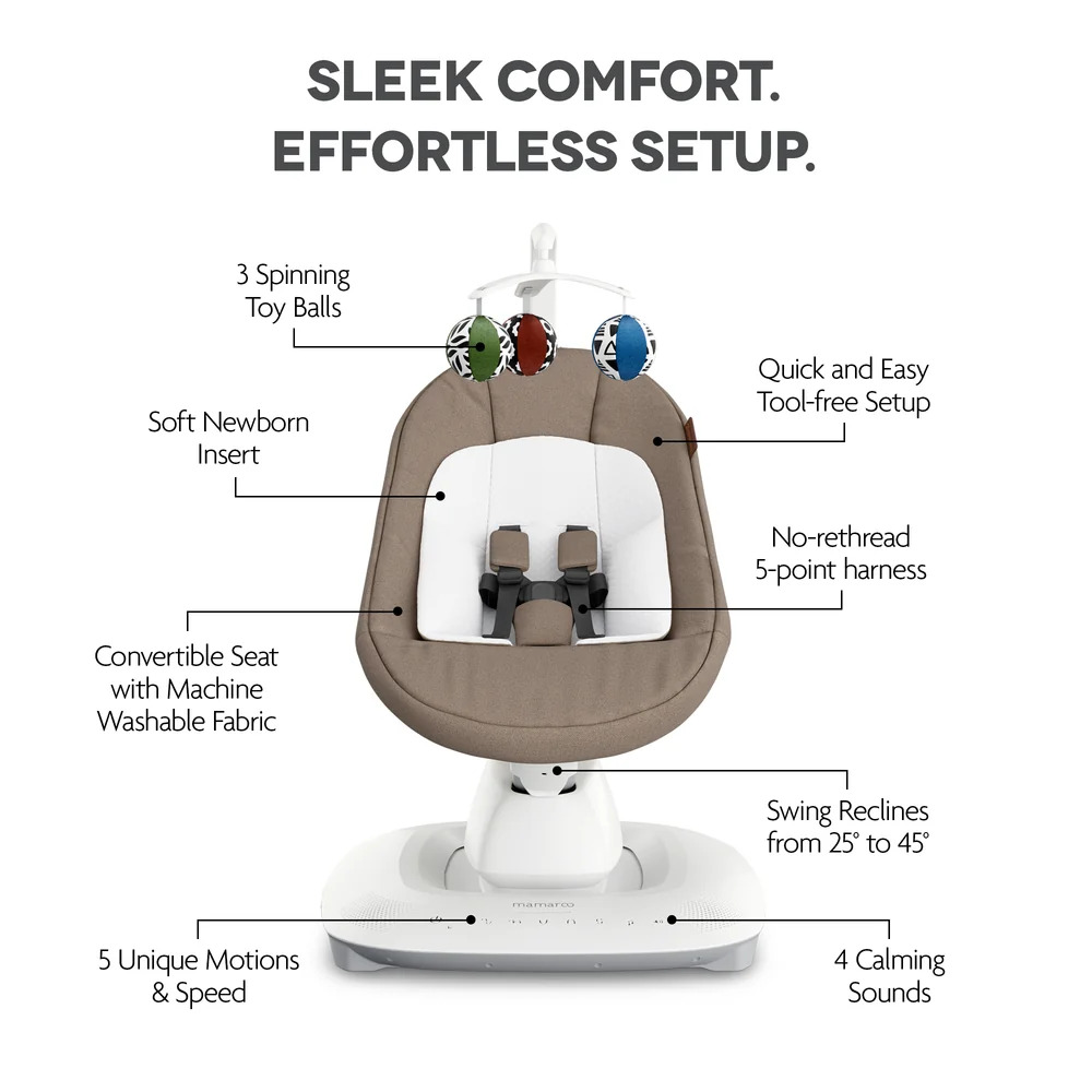 UPPAbaby ležaljka-ljuljačka MamaRoo Smart Swing, Wells Dark Taupe Melange – prikaz 4