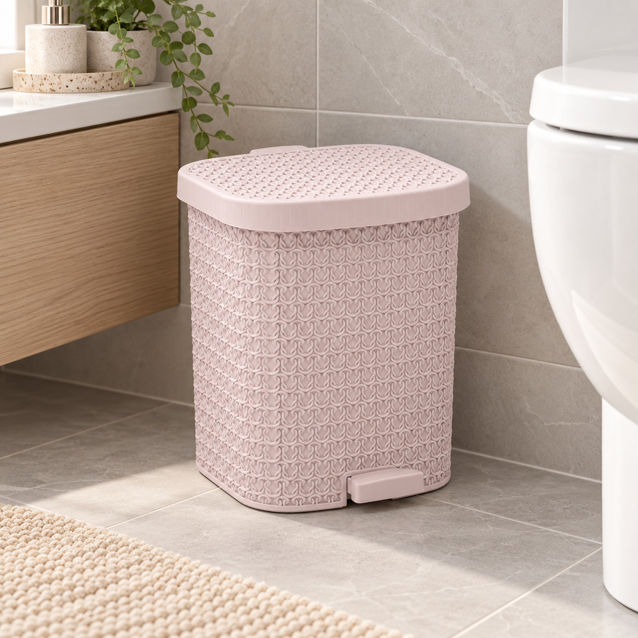 INART Košara za otpatke 8l pink - prikaz u prostoru