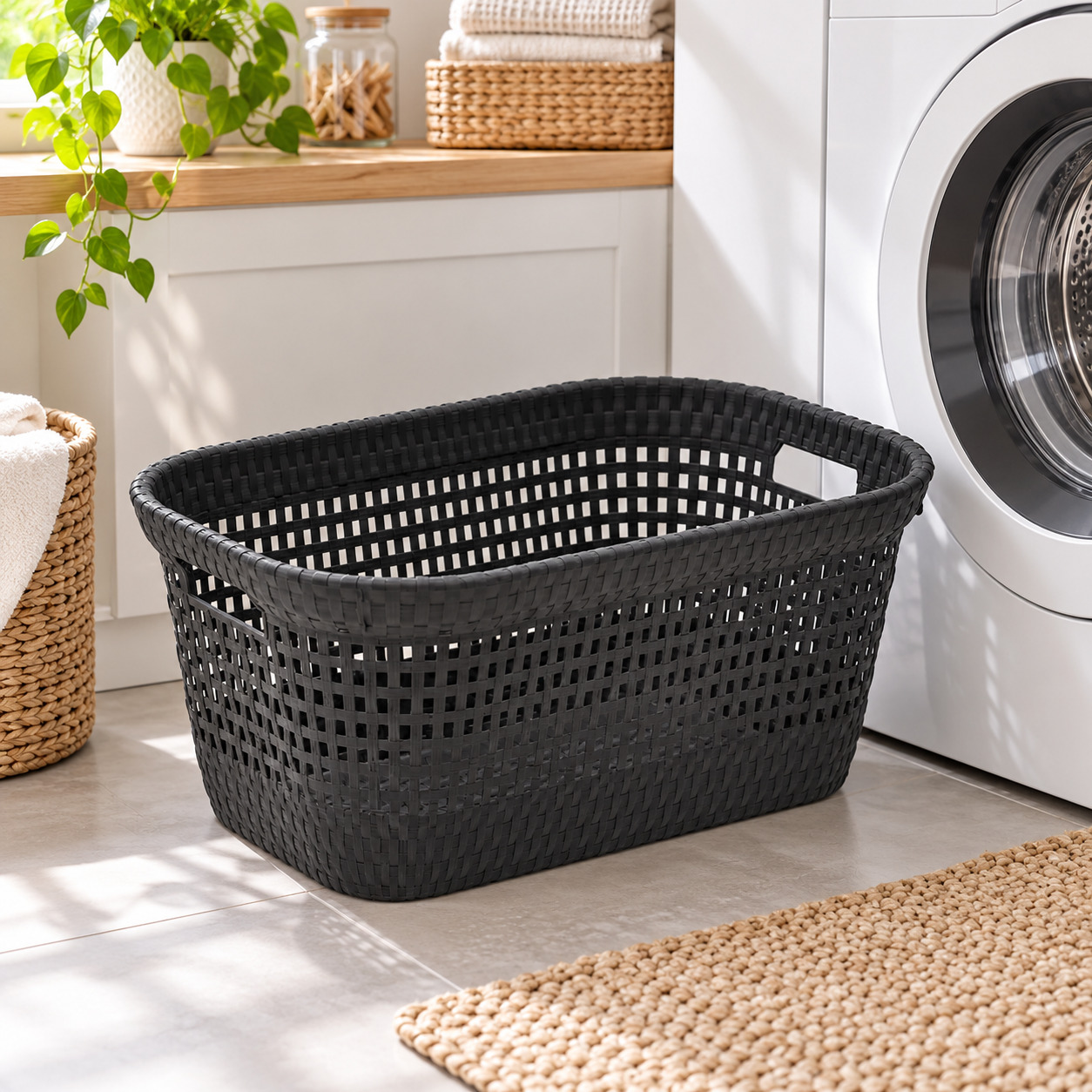 INART Košara za rublje 45l crna 59*39*26cm - prikaz u prostoru