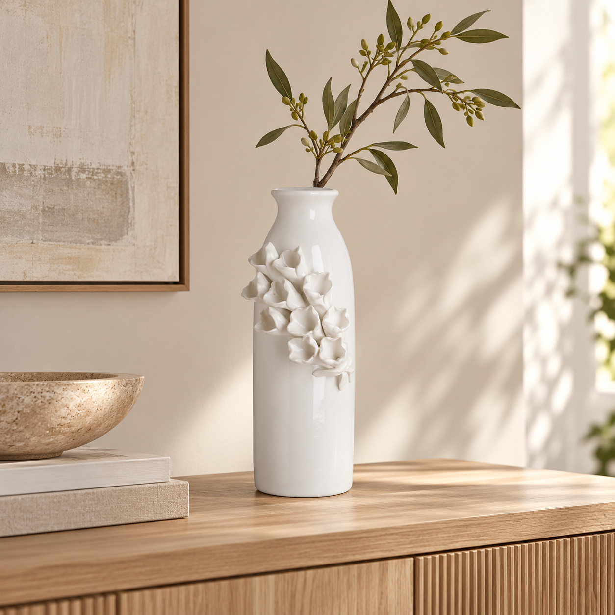 INART Vaza 12*10*28cm bijela - prikaz u prostoru