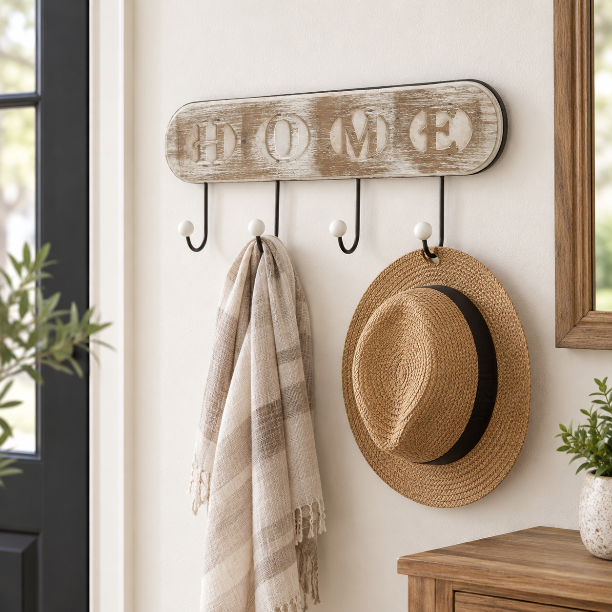 INART Vješalica antique bijela 47χ6χ22cm - prikaz u prostoru