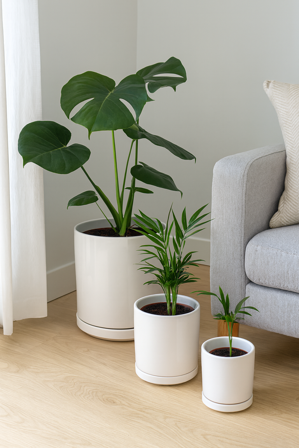 Bizzotto set 3 saksije Eliza, sive – detalj