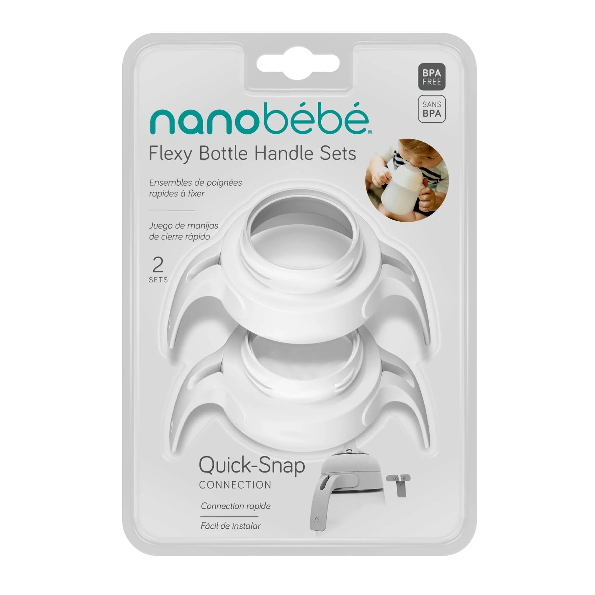 Nanobébé Nanobébé ručkice za Flexy bočice, 2 kom, Bijela / F1093210 detalji