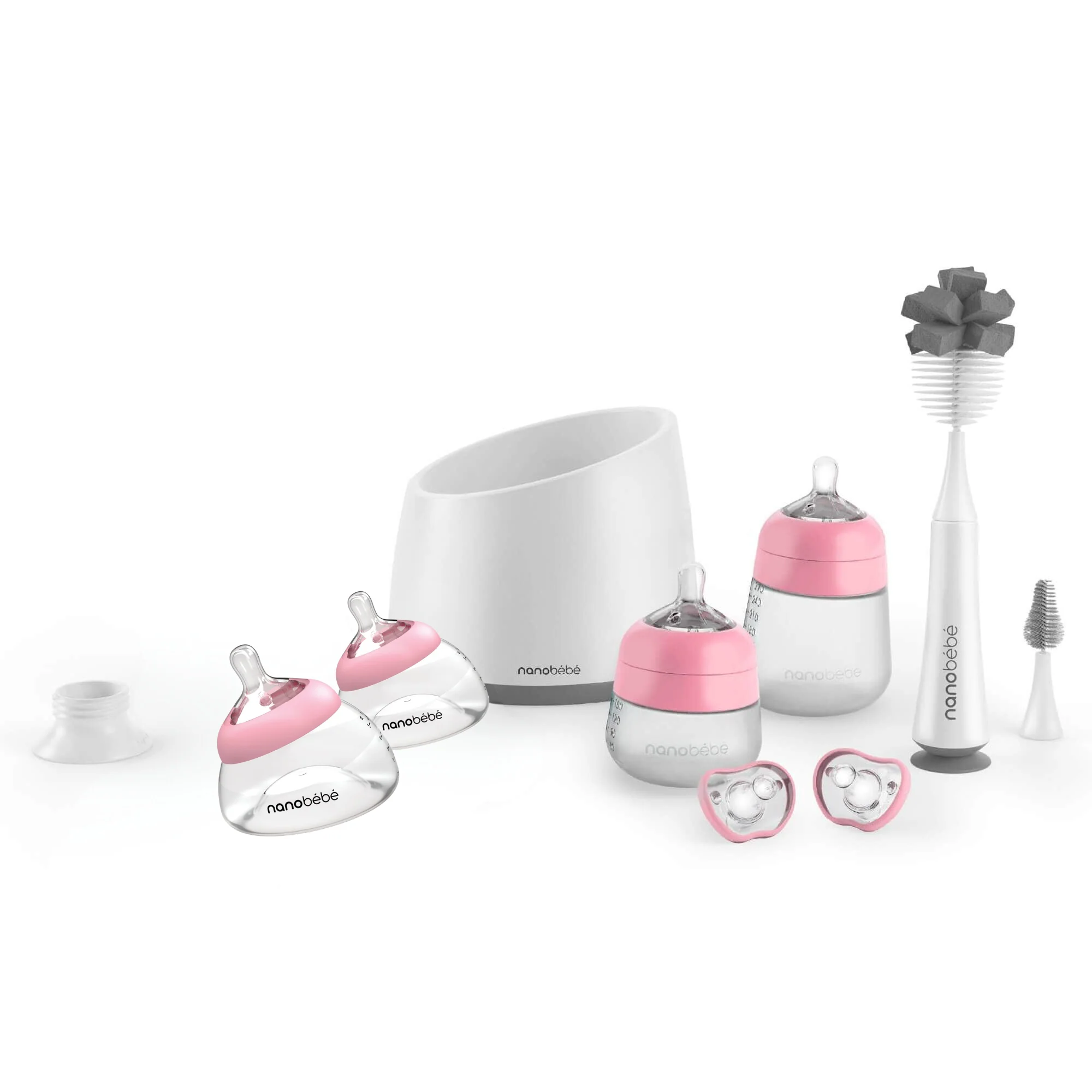 Nanobébé Nanobébé Set za hranjenje, Roza/siva / F9023120