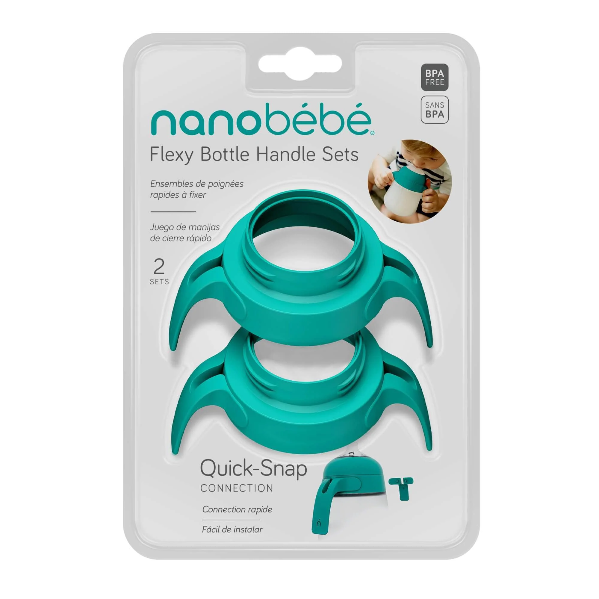 Nanobébé Nanobébé ručkice za Flexy bočice, 2 kom, Tirkiz / FUS1093212 detalji