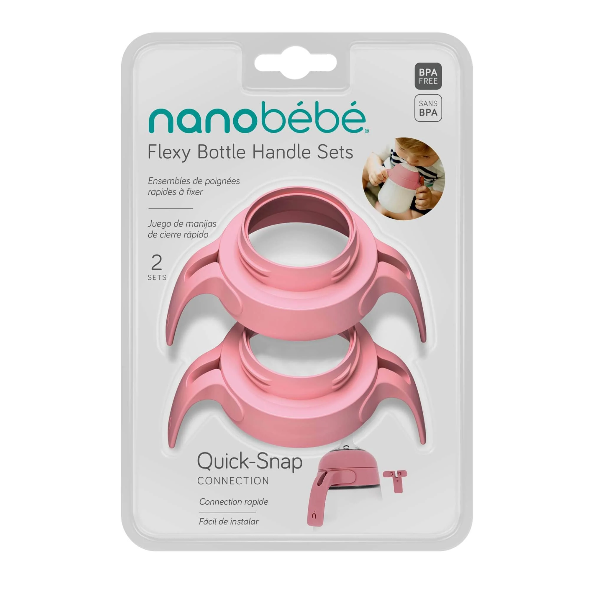 Nanobébé Nanobébé ručkice za Flexy bočice, 2 kom, Roza / FUS1093214 detalji