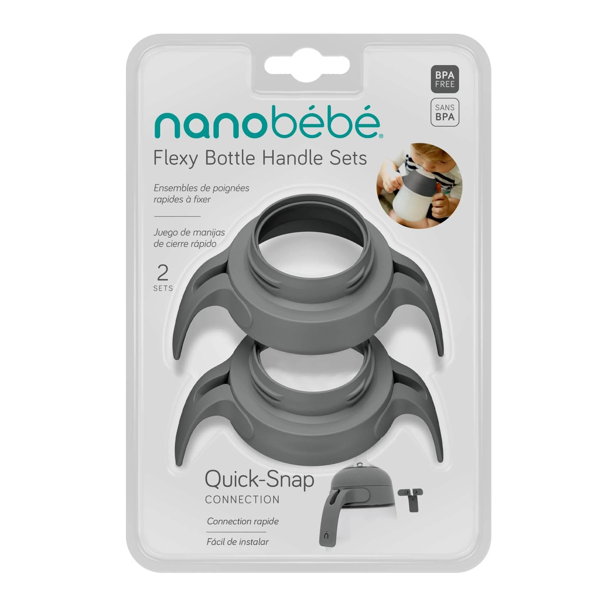 Nanobébé Nanobébé ručkice za Flexy bočice, 2 kom, Siva / FUS1093215 detalji