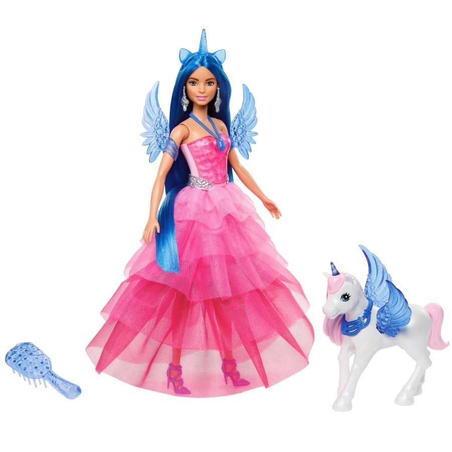 Barbie set - safirna lutka sa jednorogom