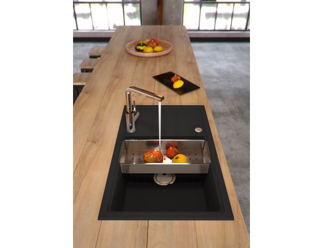 Alveus sudoper Intermezzo 130 G90, Deep Black, 48 × 78 cm, Granital, 1149117 – tehnička skica ili detalj