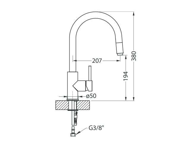 Alveus set sudopera i česme Atrox 30, bež G55 + česma Delos P, crna G91, podpultna ugradnja (U), 598 × 500 mm, Granital – dodatni prikaz