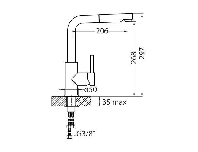 Alveus set sudopera i česme Atrox 30, sivi G81 + česma Siros P, NIC BR, podpultna ugradnja (U), 590 × 500 mm, Granital, siva – dodatni prikaz