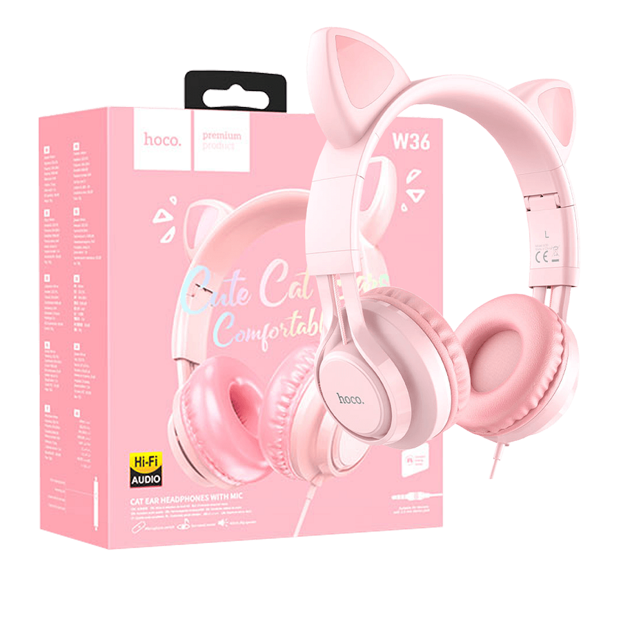 Hoco W36 mačje uši slušalice pink
