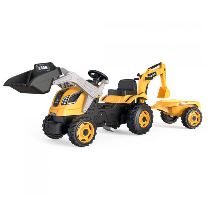 Smoby dječiji traktor Builder Max s bagerom i prikolicom na pedale