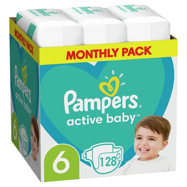 Pampers Active Baby Plus pelene veličina 6 (Extra Large) 128 kom (13–18 kg)