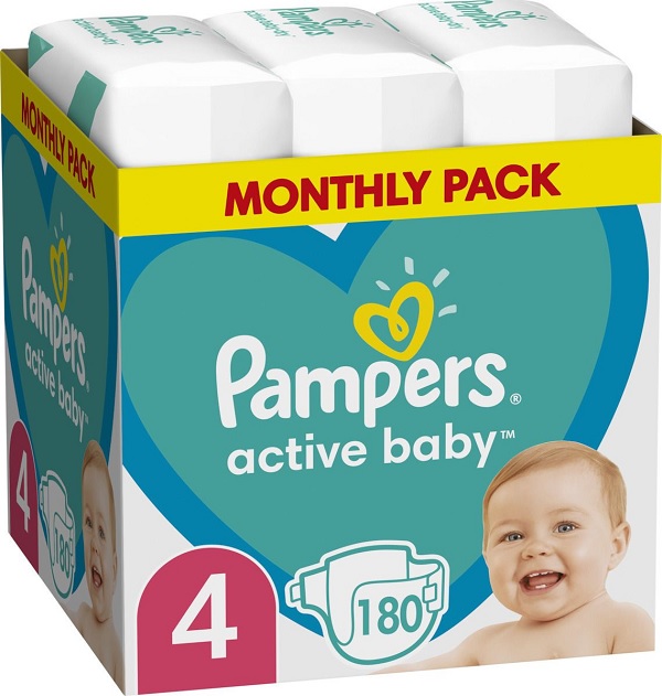 Pampers Active Baby Plus pelene veličina 4 (Maxi) 180 kom (9–14 kg)