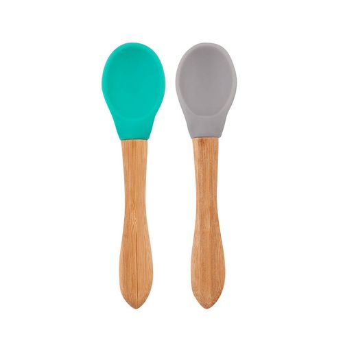Minikoioi silikonska kašika Bamboo Scoops 2kom, Zelena, Siva